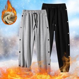 Men's Pants Jogging Bottoms Pant Warm Fleece Casual Sweatpants Winter Thickened Sports Trousers Mid-waist Pockets