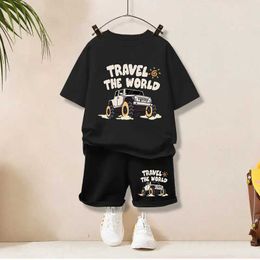 Clothing Sets Summer Baby Boy Clothes Set Children Girls Printed Jeep Letter T-Shirts And Shorts 2pcs Suit Kid Top Bottom Outfits Tracksuits Y240515