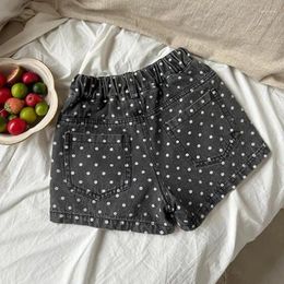 Shorts 2024 Summer Girl Children Dots Denim Loose Retro Baby Short Jeans All-match Kid Casual Pants Cotton Toddler Mid Trousers