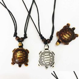 Pendant Necklaces Designer Animal Necklace Elastic Leg Small Turtle Resin Jewelry Sweater Chain Couple Accessory Drop Delivery Pendan Dhqel