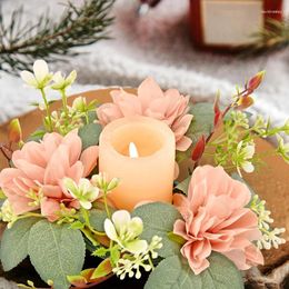 Candle Holders Creative Artificial Flower Dahlia Candlestick Romantic Silk Garland Holder For Wedding Dinner Table Decor