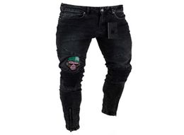 Fashion Skinny Jeans Men Stylish Ripped Jeans Pants Biker Skinny Slim Straight Frayed Denim Trousers Black Blue Man Designer Jeans5226247