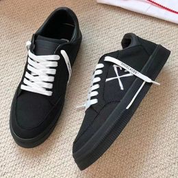 Womens Embroidered Arrow Logo Vulcanised Series Mens Sneakers Female Leather And Cotton Panels Vulcanised Rubber Sole Low-Top Couples Sneakers Size 35-45