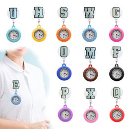 Wristwatches Fluorescent Letter 26 Clip Pocket Watches Nurse Fob Watch With Second Hand Clip-On Lapel Hanging Nurses Collar Style Hang Otprw