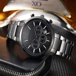 Hot Items TOP Fashion watch Luxury Steel Quartz Man watch Sports Leather stop watch Chronograph Wristwatches Life Waterproof male date 275z