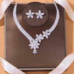 Wedding Jewellery Sets Stonefans Lace Necklace Earring Set Elegant Bride Accessories Luxury Indian Style
