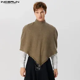 Men's Sweaters Men Irregular Sweater Knitted Solid Color Turtleneck Cloak Ponchos Streetwear 2024 Fashion Casual Pullovers S-5XL INCERUN