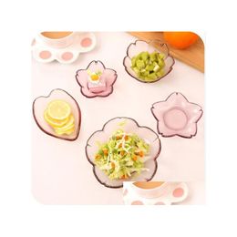 Dishes & Plates Petal Glass Creative Japanese Flower Pink Special Tableware Set Salad Saucer Drop Delivery Home Garden Kitchen, Dining Dhecd