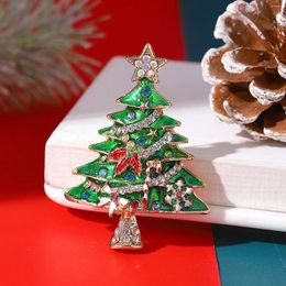 Brooches 1 Pcs Christmas Gift For Women Men Colour Xmas Tree Zircon Enamel Pins Kids Year Pin Accessories Jewellery