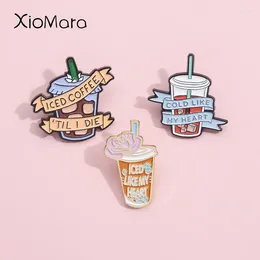 Brooches Cold Like My Heart Enamel Pins Coffee Iced Cubes Mixed Shirt Lapel Badges Fun Banner Jewellery Gifts For Friend