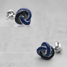 Cuff Links The factory supplies metal knot cufflinks with blue knot designs which are hot selling copper material cufflinks for wholesale and retail