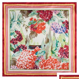 Scarves Designer Scarf Mai Tong Silk 60X60Cm Simation Japanese And Korean Wind Embroidered Ball Ladies Small Square Towel Spitral Drop Otrxo