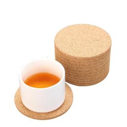 Mats Pads Natural Coffee Cup Mat Round Wood Heat Resistant Cork Coaster Tea Drink Pad Table Decor Wholesale Lx3906 Drop Delivery Home Dhfr1