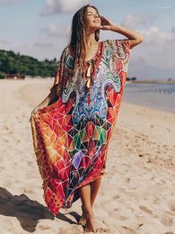 Cover-ups Caftans Plus Size Robe De Plage Quick Drying Swim Tassel Kaftan Dresses For Women Pareo Beachwear