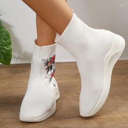 Casual Shoes 2024 High Quality For Women Autumn Slip On Women's Vulcanize Mixed Colors Net Cloth Breathable Mid Heel