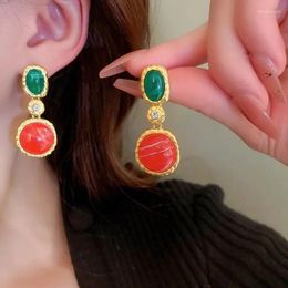Dangle Earrings Oval Circle Inlaid Rhinestone For Women 2024 In Vintage Fashion Earring High Quality Female Accessories