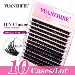 False Eyelashes YUANZHIJIE 10Cases/Lot DIY Clusters Segmented Eyelash Extension 144PCS Volume Fluffy Natural Handmade Lashes Individual