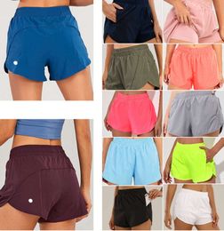 LU-0160 Womens Yoga Outfits High midjeshorts Övning Kort byxor Fitness Wear Girls Running Elastic Adult Sportswear Foded Drawstring Aritzia 6658ESS