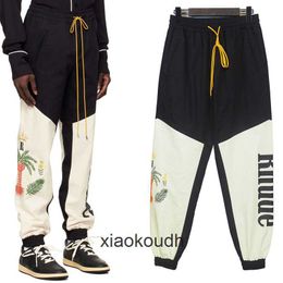 Rhude High end designer trousers for trendy and fashion autumn casual pants contrast color overalls fashion mens coconut tree Leggings With 1:1 original labels