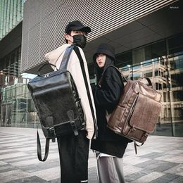 Backpack Men PU Leather Bagpack Large Laptop Backpacks Black Schoolbag For Teenagers Boys Girl's Male Mochilas