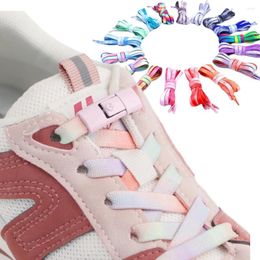 Shoe Parts Press Lock Shoelaces Without Ties Gradient Flat Elastic Laces Sneakers Kids Adult No Tie For Shoes Accessories