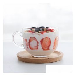 Other Drinkware Glass Milk Tea Cup 450Ml Large Breakfast Flower Coffee Cups Colour Box Mug Drop Delivery Home Garden Kitchen, Dining Ba Dhxpc
