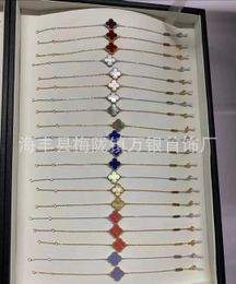 Small stylish Jewellery Van bracelet High Clover Single Flower Bracelet Womens 18K Rose Gold Lucky Double with Original vancley