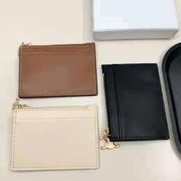 Ultra thin zipper Women's Purse Classic Triomphes Credit Card Holder Cash Pocket CL Designer Brand High Quality Short Mini Wallet Bank Card Case Handbag With Box