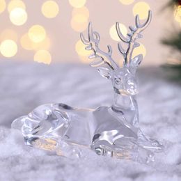 Decorative Objects Figurines Plastic Crystal Deer Desktop Ornament Room Decor Transparent Elk Reindeer Sculpture Christmas Home Office Decoration H240516