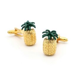 Cuff Links Pineapple mens fruit design high-quality brass material gold cufflinks wholesale and retail