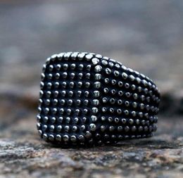 Cluster Rings Unique Bumps Square For Men And Women Vintage Stainless Steel Punk Biker Ring Heavy Metal Gothic Jewelry Whole7895755