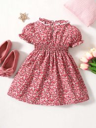 Girl's Dresses Girls new sweet and cute little floral style dresses in summer with ruffles and waist-cinching dresses