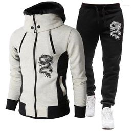 Men's Tracksuits Autumn Winter Tracksuit Printed Zipper Jacket And Sweatpants 2 Piece Set Casual Sports Wear Fashion Male Jogging Outfits