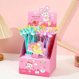 48pcs/lot Cute Cartoon Swan Soft TPR Handle Black Ink Neutral Pen Cartoon Water Pen Creative Stationery 0.5mm School Gift Pens Office Supplies 2984