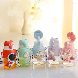 Water Bottles 600ML Summer Cartoon Children's Cup Male And Female Students Portable Bottle Large Capacity Space