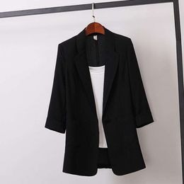 HotOffice Fashion 2022 Blazer Woman Jacket Solid Colour Loose Spring Autumn Long Sleeve Lapel Pockets Suits Coat for Office