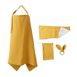 8CE7 Nursing Cover Breakfeeding Raincoat Burping Rag Teether Set Portable Care Cover Burp Towel d240517