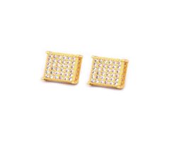 New Men Hip hop Jewellery Copper Man CZ Square Stud Earrings Pushback Bling 12x12mm for Gift3306428