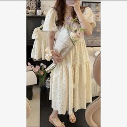 Matching Mother Daughter Dress Summer Mom and Baby Girl Shor Sleeeve Dresses for Women Clothing Korean Childrens Frocks 240515