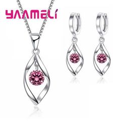 Wedding Jewellery Sets CZ Necklace Earrings Bridal Set Wholesale S925 Sterling Silver Shining Cubic Zircon Water Drop Engagement