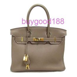 Aa Bridkkin Exquisite Luxury Designer Ladies Classic Fashion Tote Shoulder Bags 30 Hand Bag Togo Leather Grey Used