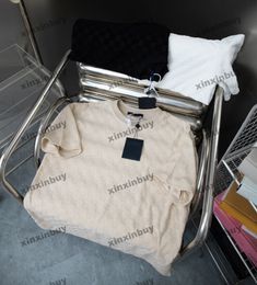 xinxinbuy Men designer Tee t shirt 2024 Italy Chessboard grid Towel fabric short sleeve cotton women black white Apricot M-3XL