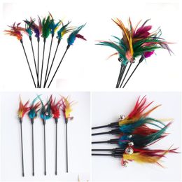 Cat Toys Feather Wand Kitten Teaser Turkey Interactive Stick Toy Wire Chaser Random Colour Dh8888 Drop Delivery Home Garden Pet Supplie Dhvzf