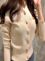 Women039s Knits White Cardigan Button Jacket 2021 Autumn Winter Fashion Elegant Ladies Wild Tops Black Sweaters Coat1524072