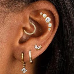 Hoop Earrings 1Pair Flower Earring Dangle Crystal Cartilage Piercing Tragus Stud Ear Buckle Huggie Jewellery