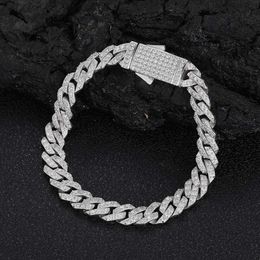 Jóias de hip hop de moda 8mm S925 Silver Iced Out VVS Diamond Moissanite Cuban Link Chain Bracelets para homens