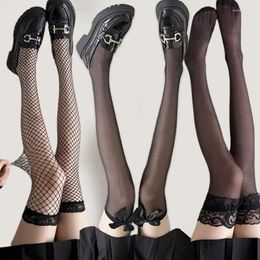 Women Socks Sexy Ultra Thin Nylon Long Stockings Transparent Japanese Style Thigh High Girls Lolita Knee