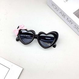 Kids Cute Pink Bubble Heart Bow Y2K Sunglasses Girls Boys Bowknot Sun Glasses Children Eyewear Fashion Gradient Eyeglasses UV400