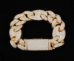 20mm Iced Cuban Oval Link Diamond Bracelet 14K White Gold Plated Cubic Zirconia Jewellery 7inch 8inch 9inch Mariner Cuban Link Chain8222471