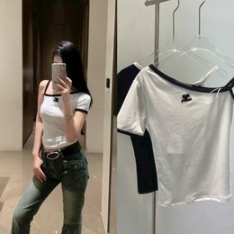 Women T Shirt Designer T Shirts Woman Short Sleeve Contrast Color T-shirt Womens Sleeveless Crop Top Tee Summer Fashion Female Clothing